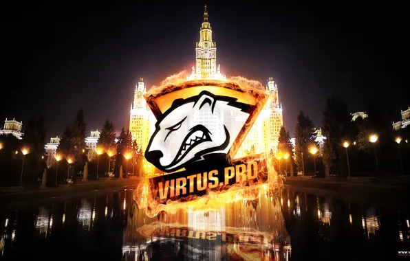 Picture the city, smoke, logo, DotA, Virtus.about, Virtus