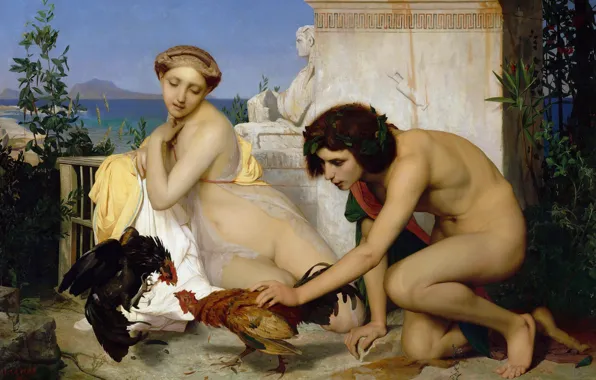 Picture picture, mythology, Jean-Leon Gerome, Young Greeks Cock Fight