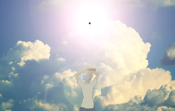 The sky, clouds, the ball, anime, anime, the girl who conquered time