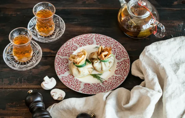 Pancakes, Tea, Filling