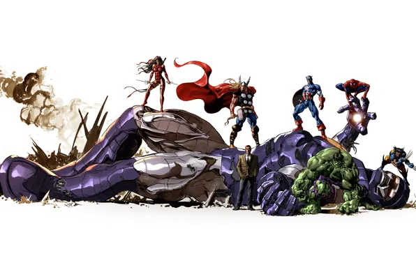 Robot, characters, wolverine, Hulk, marvel, comic, Thor, super heroes