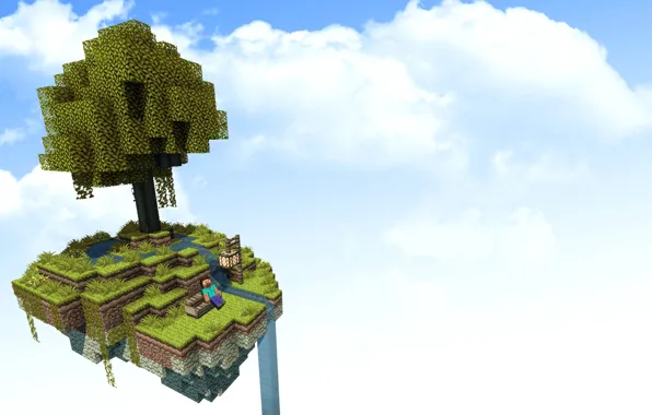 The sky, island, beautiful, sky, island, Minecraft, minecraft, Steve