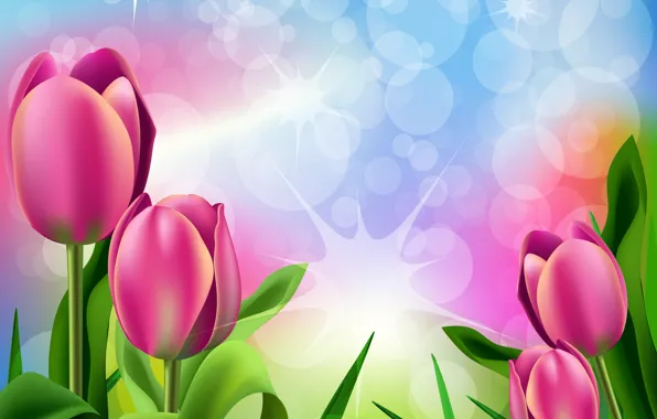 Picture flowers, rendering, figure, tulips
