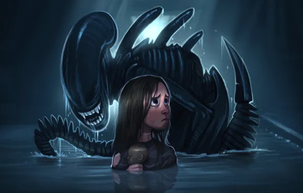 Water, toy, Others, girl, aliens, xenomorph, James Cameron