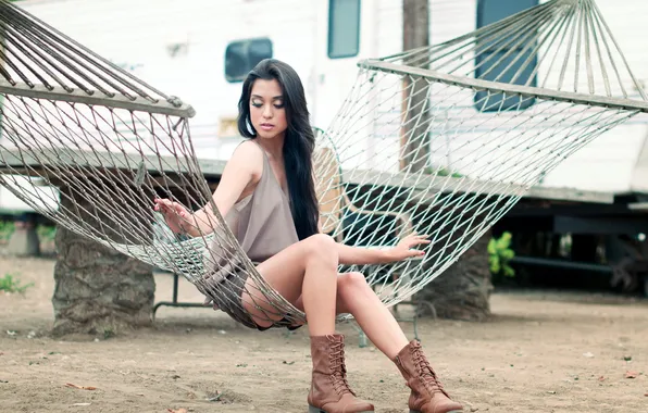 Girl, background, hammock