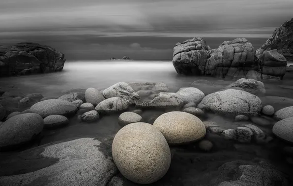Sea, landscape, rocks, shore