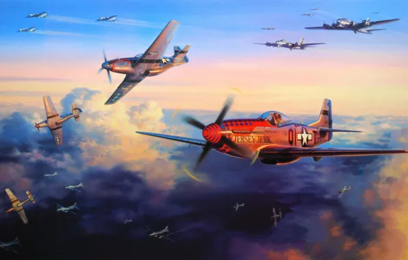 Picture aircraft, war, art, airplanes, painting, aviation, drawing, ww2