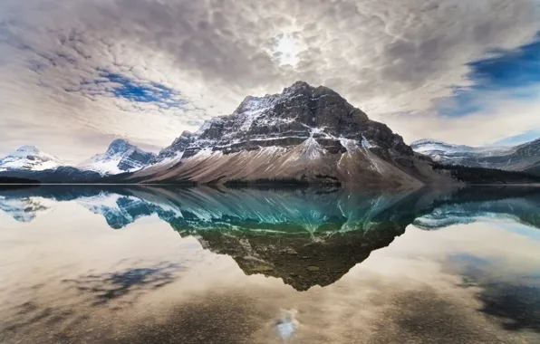 Clouds, reflection, Bow Lake