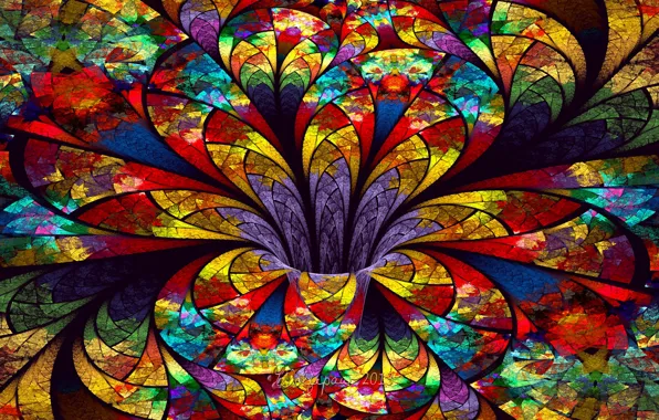 Picture flower, glass, petals, stained glass, the volume