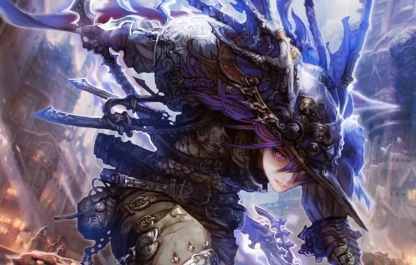 Girl, armor, art, fantasy, art