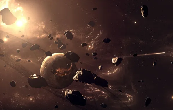 Picture planet, meteorites, the sky, dimensions