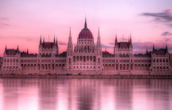 The sky, river, hdr, Parliament, Hungary, Budapest, The Danube