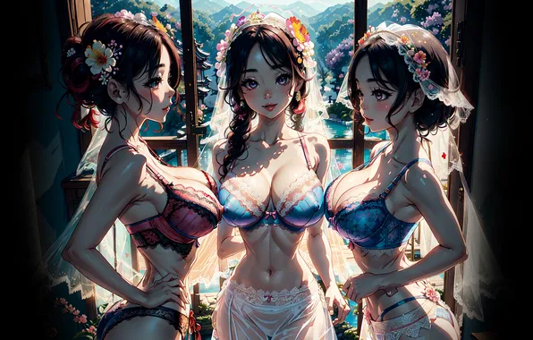 Girls, anime, trio