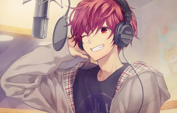 Music, anime, headphones, art, guy