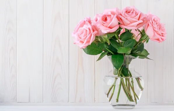 Table, roses, bouquet, pink, Azarova