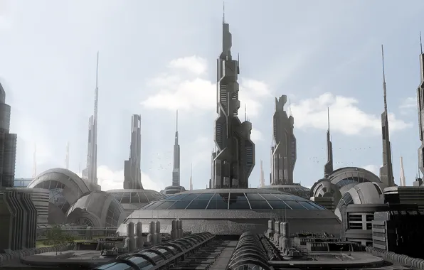 The sky, tree, planet, tower, the tunnel, the dome, sky, planet