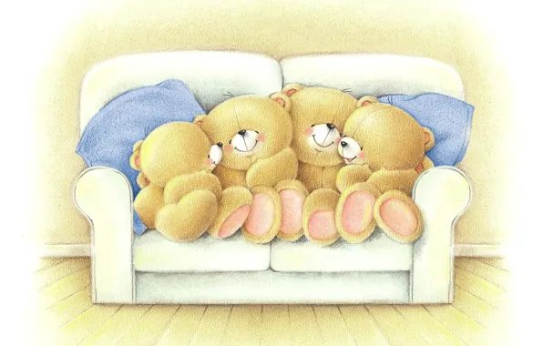 Picture mood, the evening, family, art, bear, the conversation, children's, Forever Friends Deckchair bear
