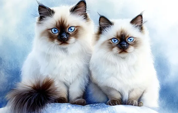 Cat, cat, look, cats, pose, cats, kittens, a couple