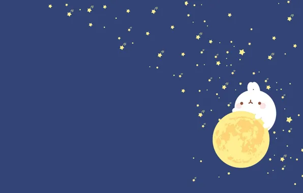 Picture night, mood, the moon, minimalism, stars, art, Molang