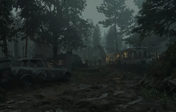 Wallpaper forest, postapocalypse, the last of us part 2, game art, fog ...