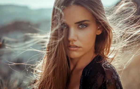 Look, girl, the sun, portrait, makeup, hairstyle, brown hair, beautiful