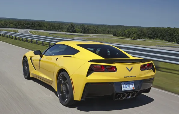 Car, Corvette, Chevrolet, yellow, speed, Stingray