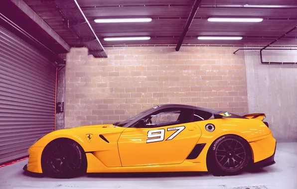 Picture garage, Ferrari, yellow, 599XX