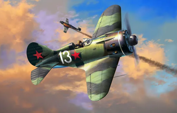 Art, USSR, Messerschmitt, Soviet fighter, The great Patriotic war, -16, THE RED ARMY AIR FORCE, …