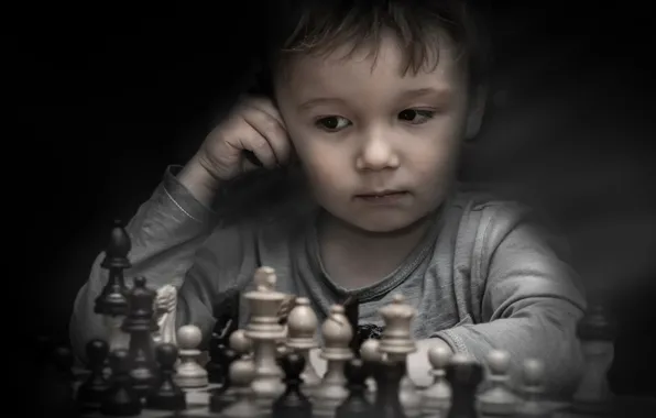 Boy, chess, figure