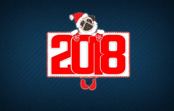 Winter, Minimalism, Dog, Background, New year, Holiday, Mood, 2018