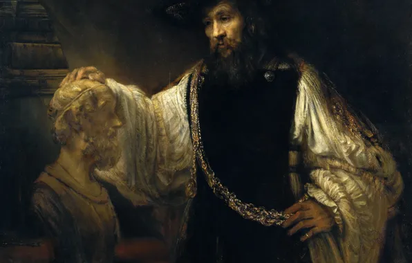 Portrait, picture, Rembrandt van Rijn, Aristotle with a Bust of Homer