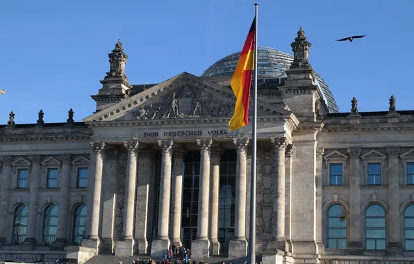 Germany, flag, Parliament, Berlin, The Reichstag