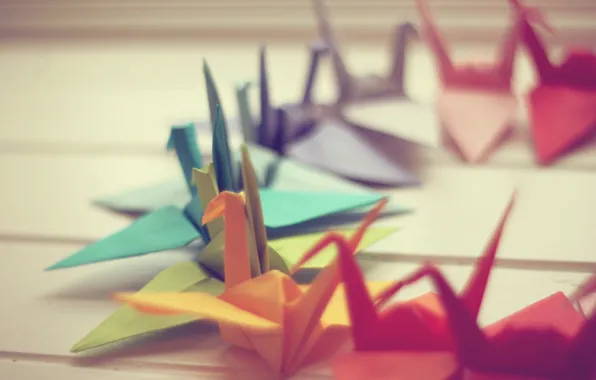 Macro, paper, photo, background, Wallpaper, origami, cranes