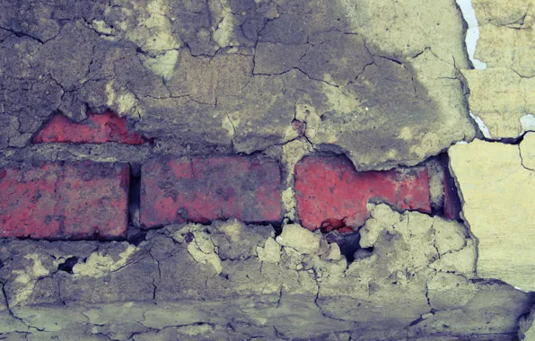 Cracked, wall, pattern, brick, plaster