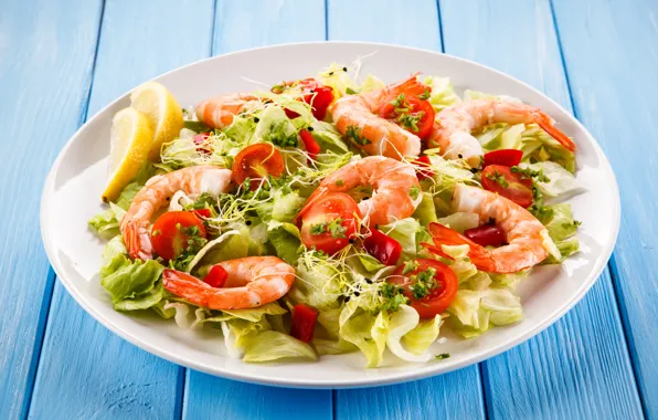 Greens, plate, shrimp, seafood