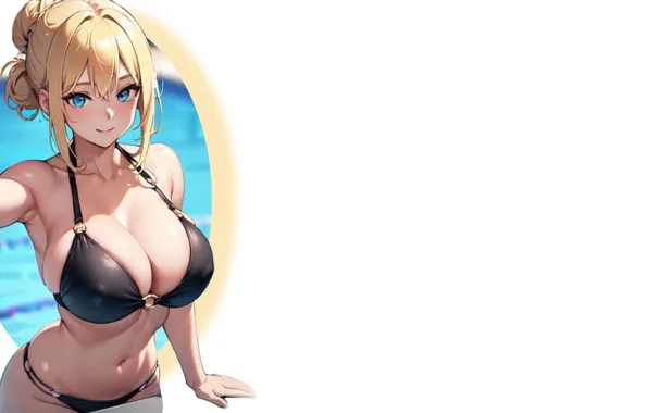 Kawaii, girl, hot, sexy, boobs, sexy girl, anime, blue eyes