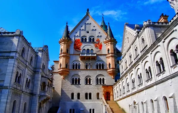 Picture the sky, castle, Germany, Bayern, Neuschwanstein, turret