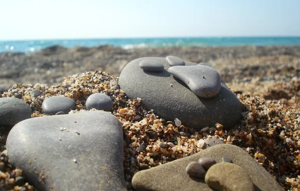 Sand, sea, beach, summer, stone, trail
