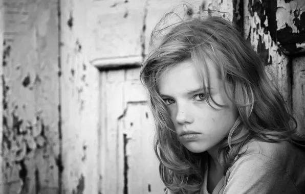 Portrait, girl, monochrome, Andrey Vahrushew
