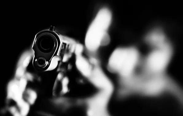 Picture macro, gun, weapons, the barrel, black and white, gun, weapons