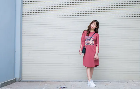 Pose, Asian, long hair, long hair, asian, pose, model posing, black bag