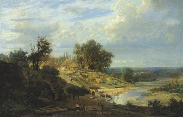 Landscape, oil, picture, canvas, View near Kharkov, Alexander Kiselev