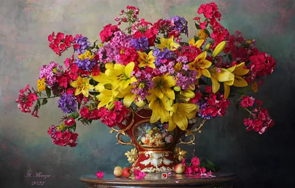 Picture flowers, style, Lily, bouquet, vase, Phlox, Andrey Morozov