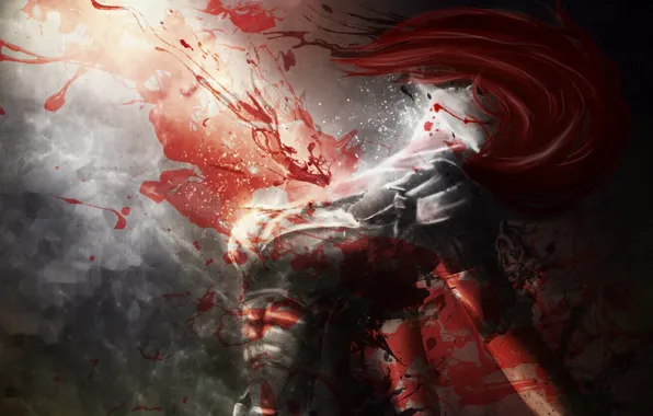 Girl, fiction, blood, art, red hair