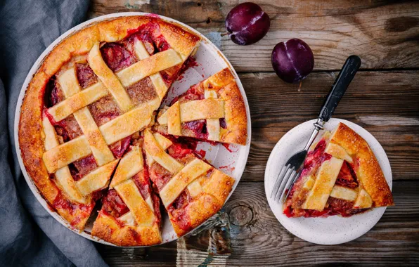 Picture pie, plum, cakes, plum
