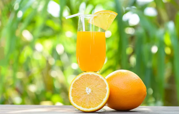 Light, green, table, background, half, glass, oranges, slice