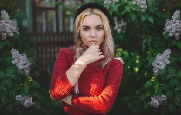 Look, girl, face, Veronica, hands, lilac, Anton Kim