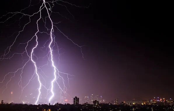 The storm, night, lightning, Australia, Sydney