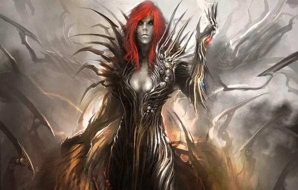 Picture girl, art, red, witchblade