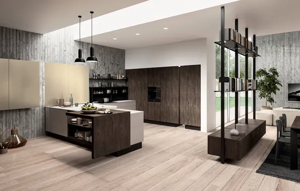 Style, Villa, interior, Italy, kitchen, living room, dining room, dining area